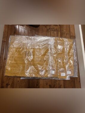 NWT FENNCO STYLES Throw Pillow Cases Mustard Yellow Knit; Set of 4, 17”x17”.